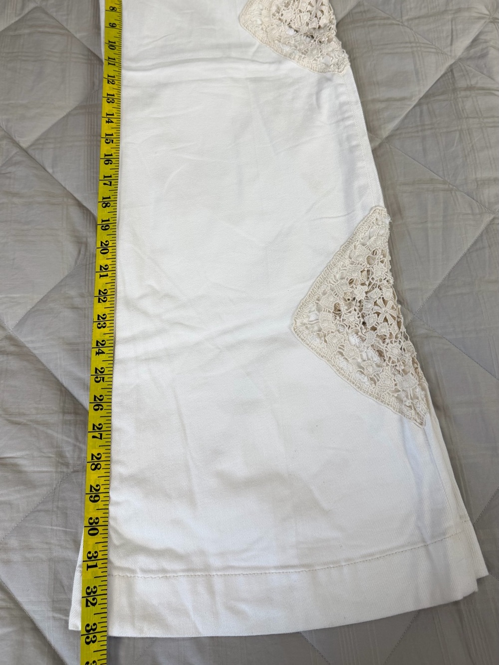 NWOT Liu Jo Better Denim Wide Leg Lace Insert Jeans Ivory Size 25 - Picture 10 of 16
